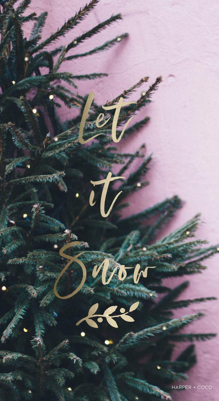 736x1347 Art ideas Pink Christmas iPhone wallpaper, let it snow gold