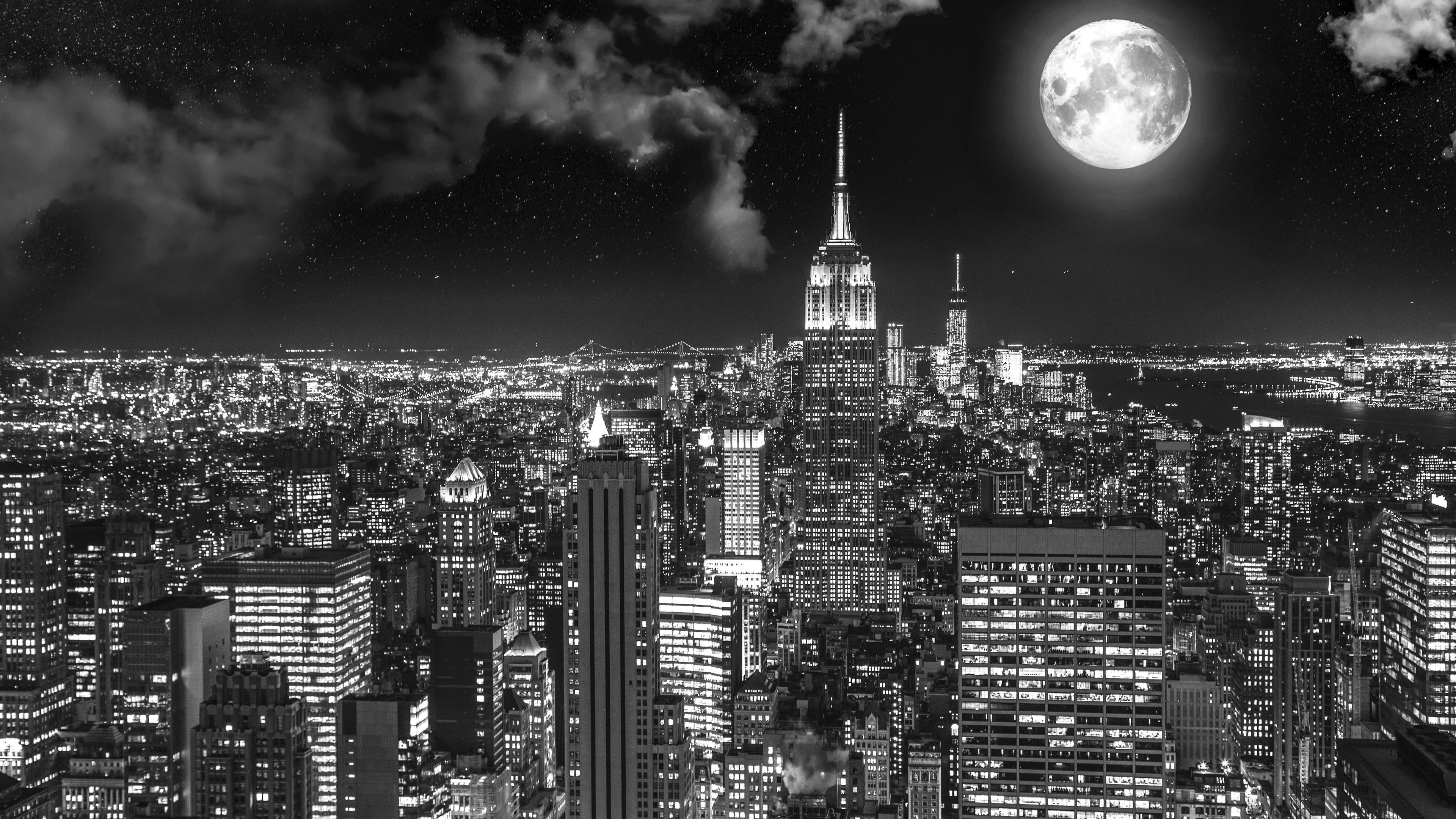 3840x2160 Landscape Portrait State Building Wallpaper Black