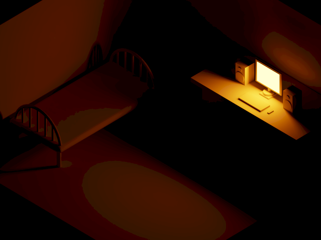 1024x768 isometric, #minimalism, #blender, #colorful, #room, d
