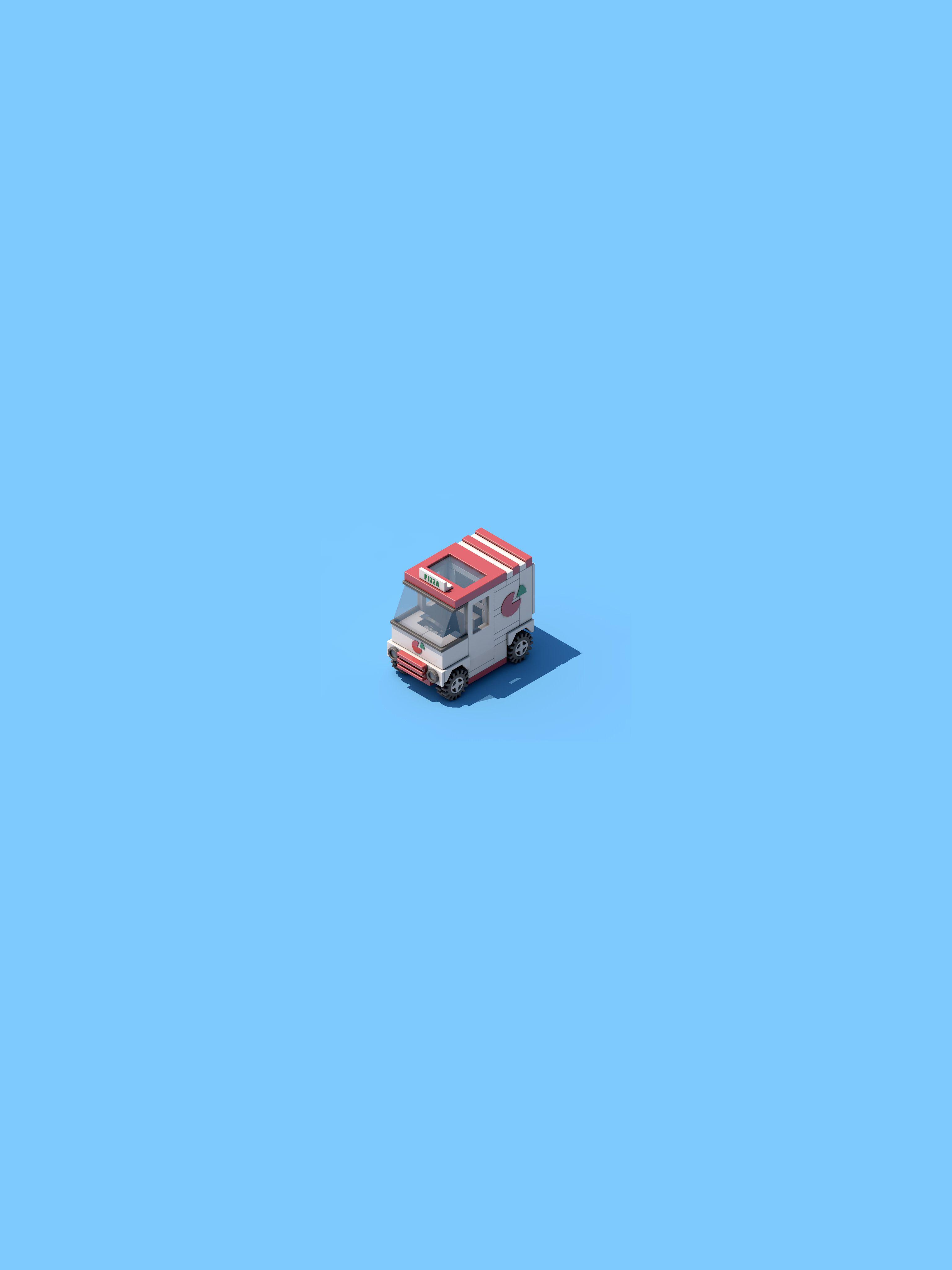 3072x4096 Isometric Van Mobile Wallpaper
