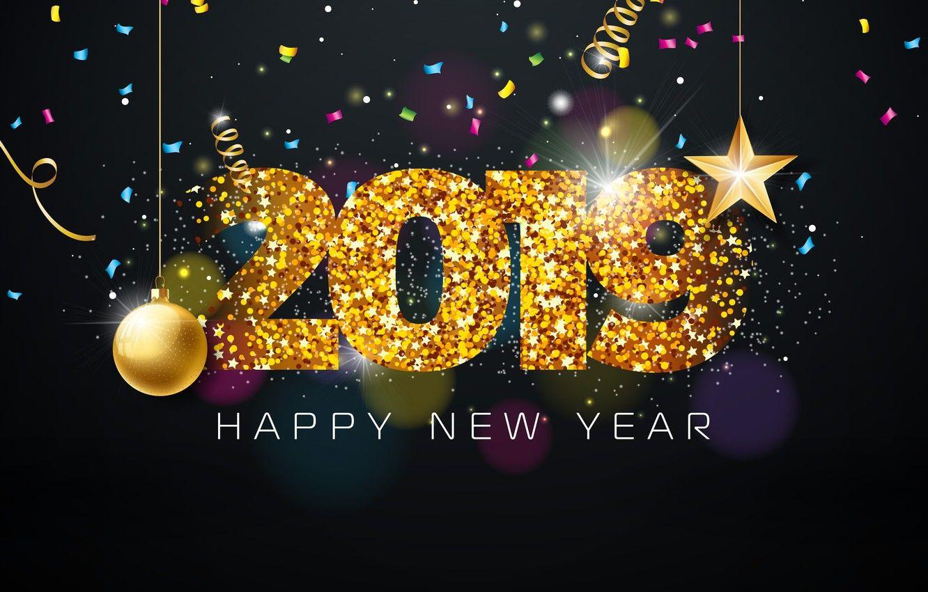 1332x850 Wallpaper gold, New Year, figures, golden, black background