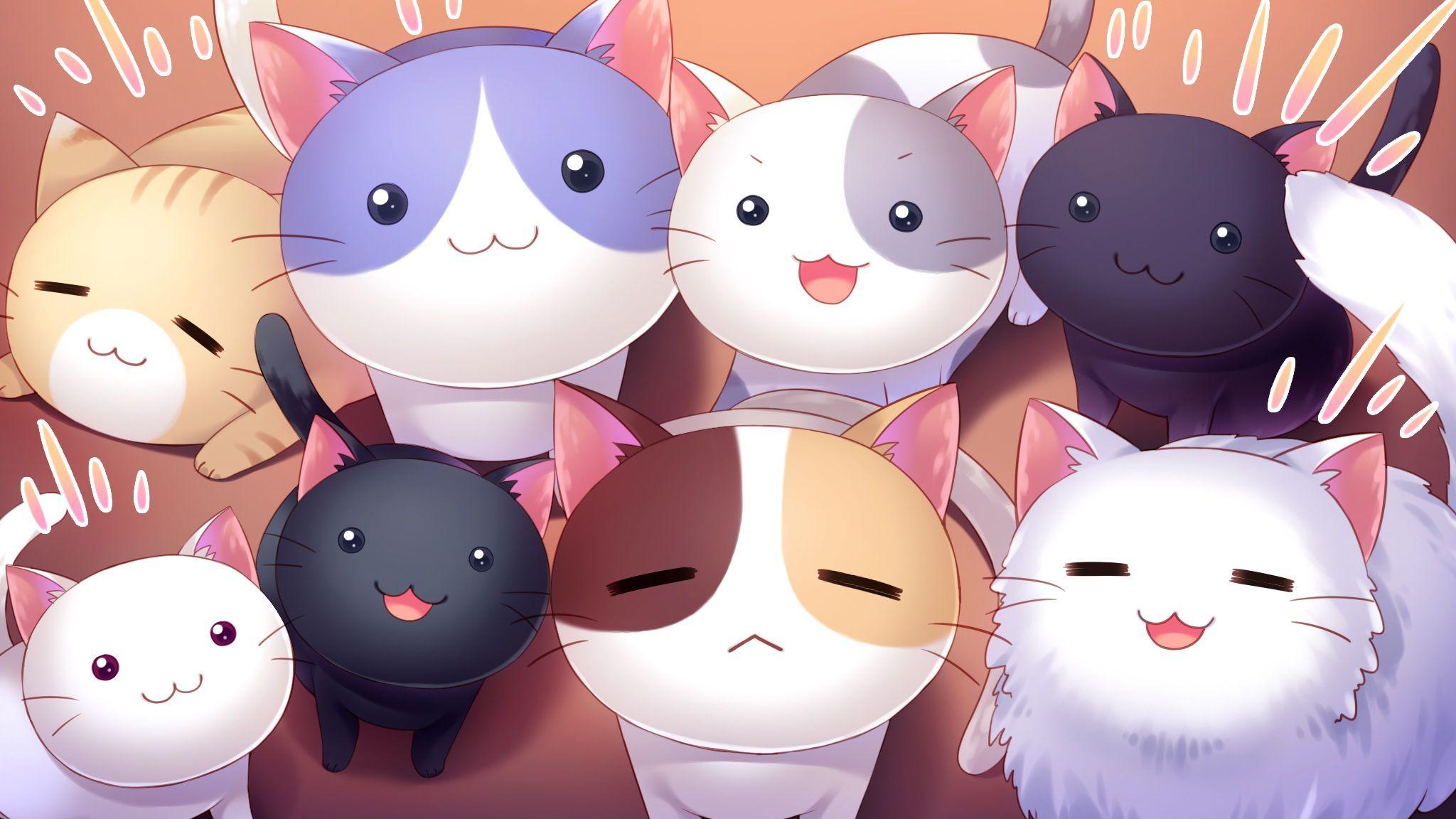 2048x1152 Cute Anime Cat Background Hq Anime Cat Background, HD