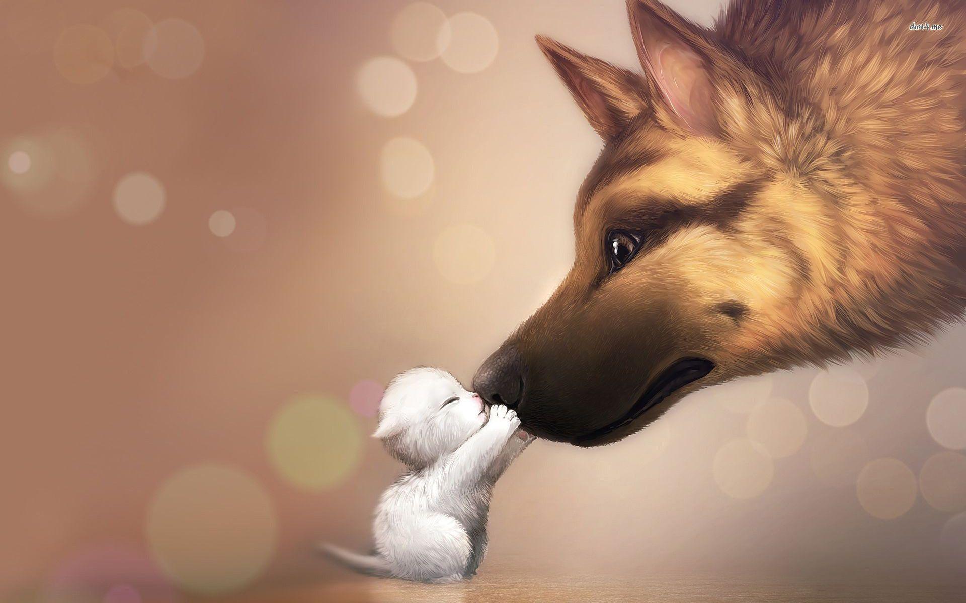 1920x1200 Cute Anime Cat Wallpaper