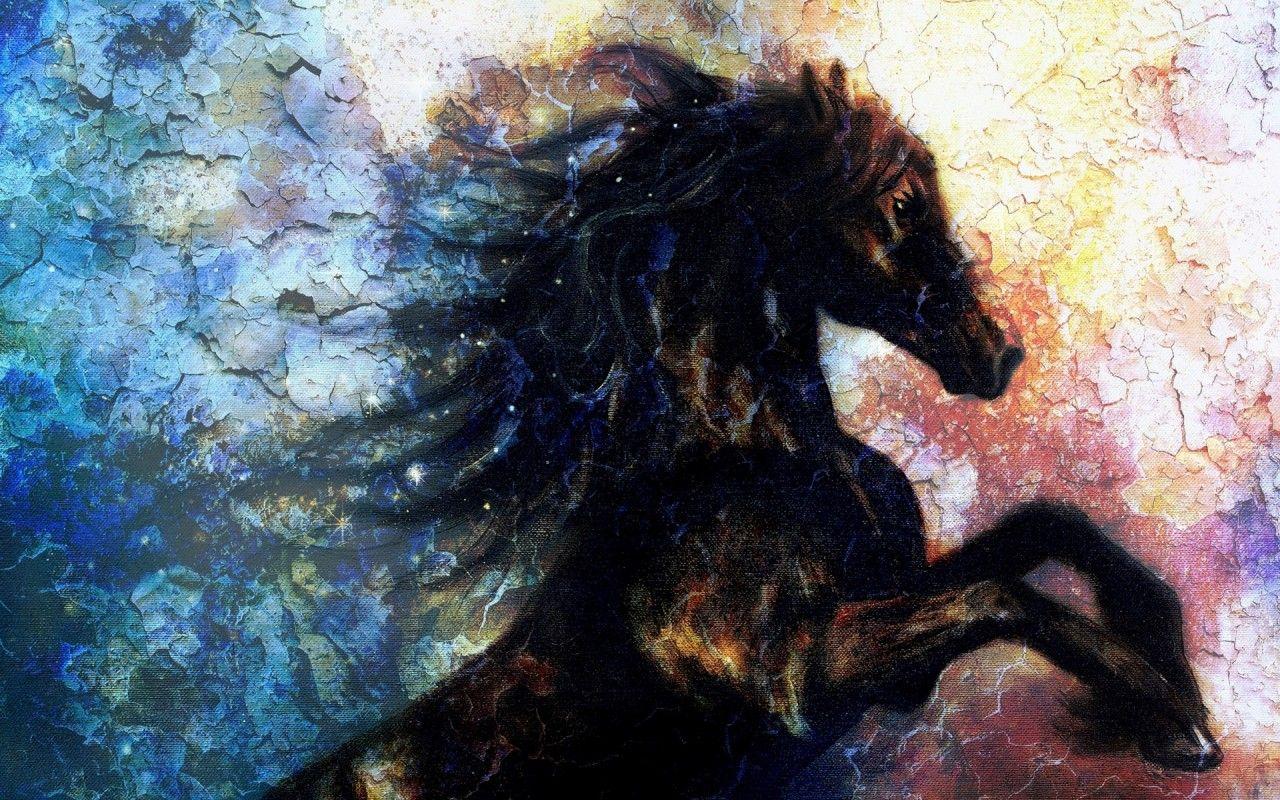 1280x800 Pretty Black Horse Wall Art wallpaper. Pretty Black Horse