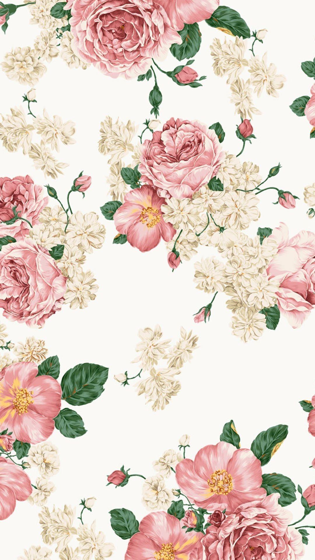 1080x1920 Painting of roses wallpaper. Floral wallpaper iphone, Vintage