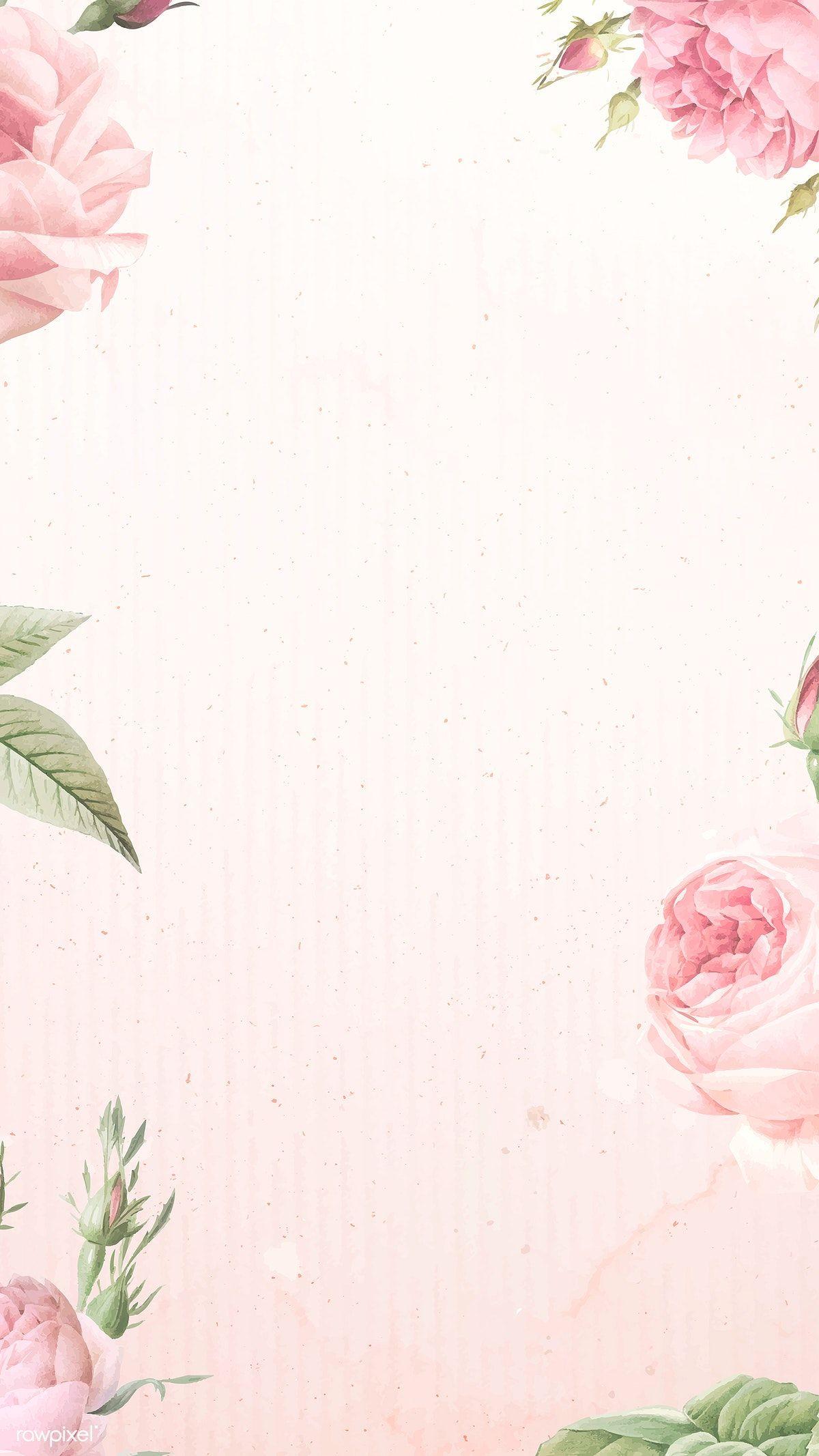 1200x2133 Download premium vector of Pink rose pattern mobile phone wallpaper vector