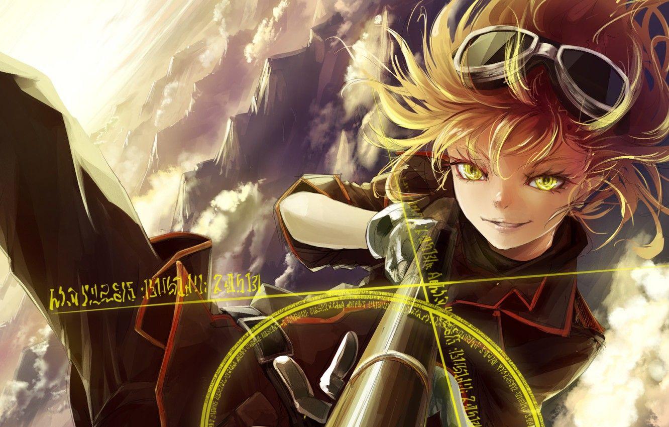 1332x850 Wallpaper girl, soldier, sky, military, war, anime, cloud