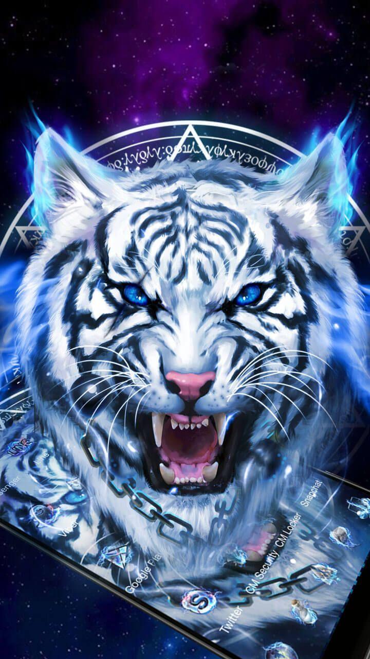 720x1280 FEARLESS !! Ice Neon Tiger Wallpaper Theme. #Wildlife
