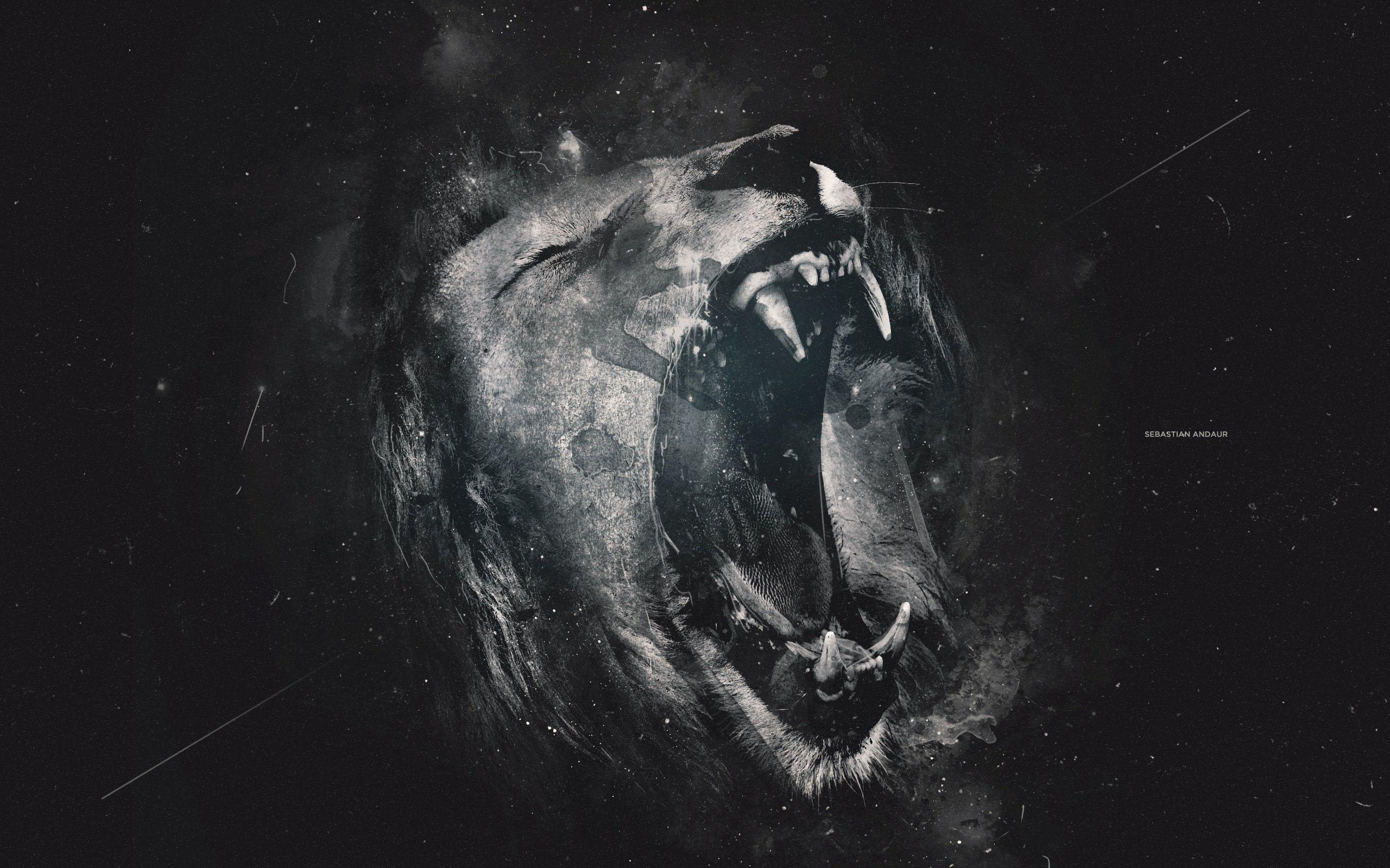 2560x1600 Lion Black And White Background 1920x1080