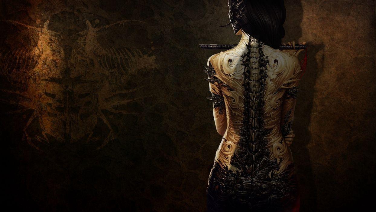 1244x700 Art sensuality sensual girl woman digital tattoo