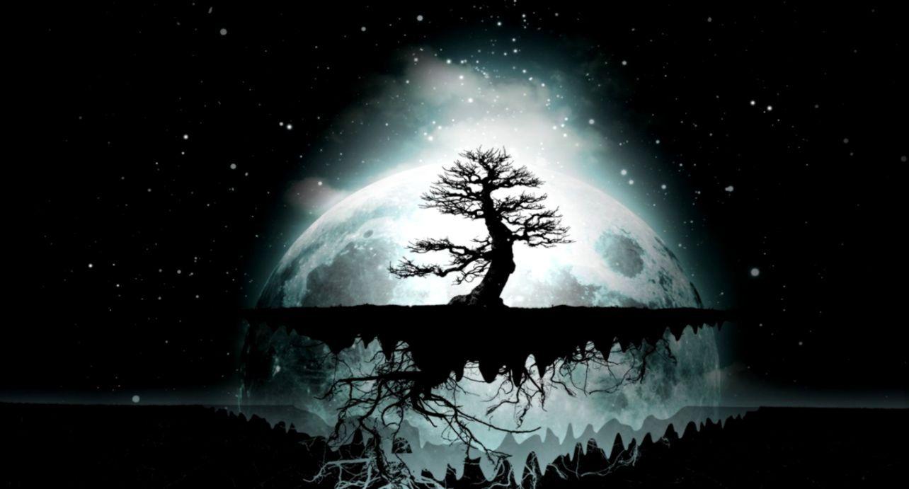 1284x691 Abstract Digital Moon Wallpaper
