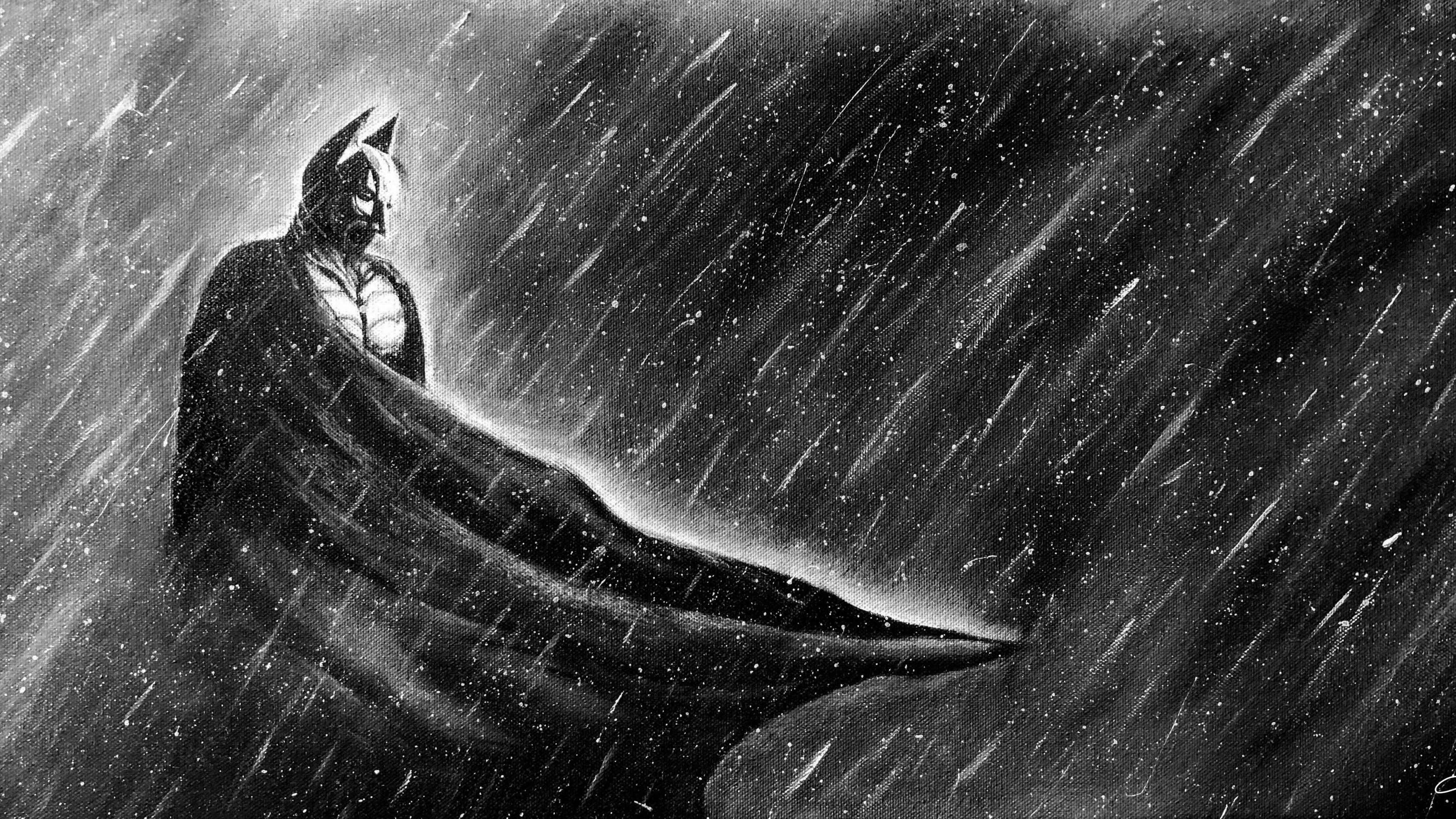 3840x2160 Dark Knight Oil Painting 4k superheroes wallpaper, HD