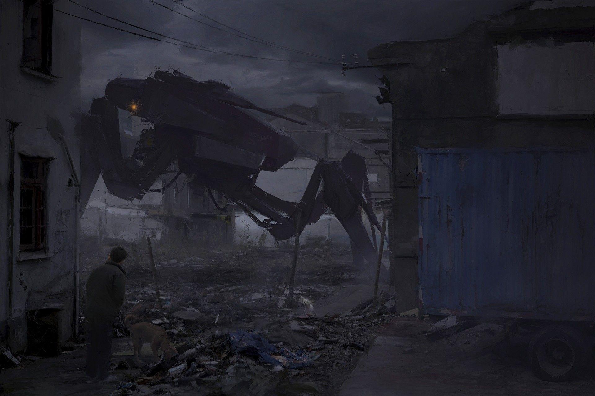 1920x1280 #mech, #robot, #apocalyptic, #abandoned, #ruin