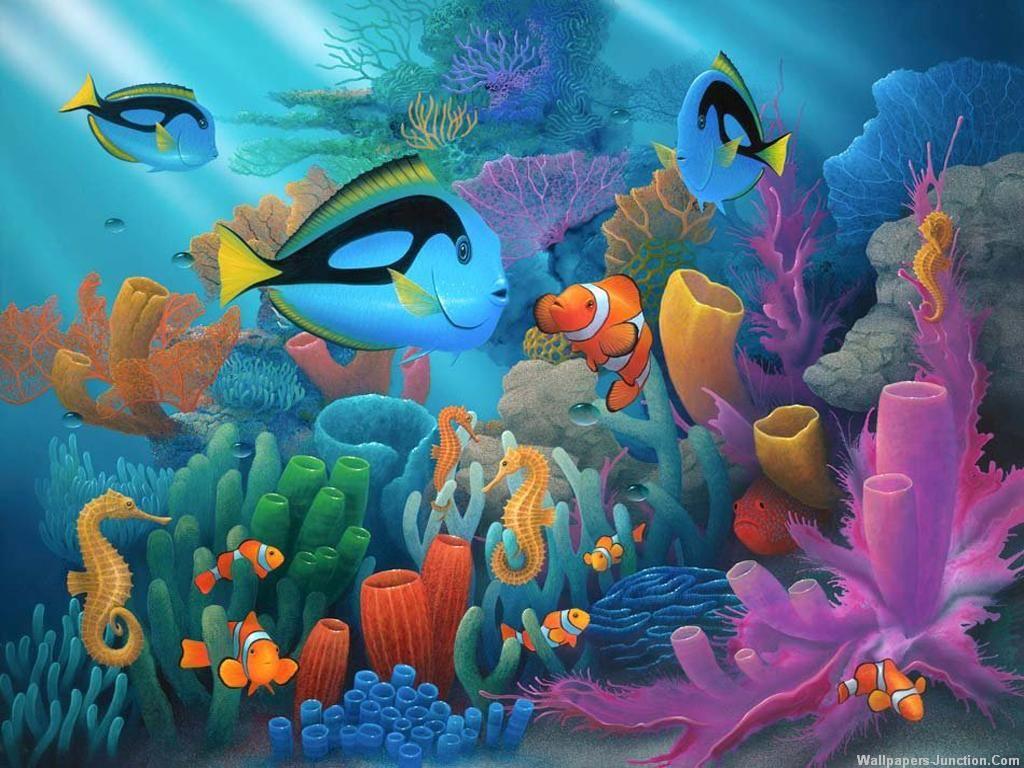 1024x768 Animated Aquarium Desktop Wallpaper