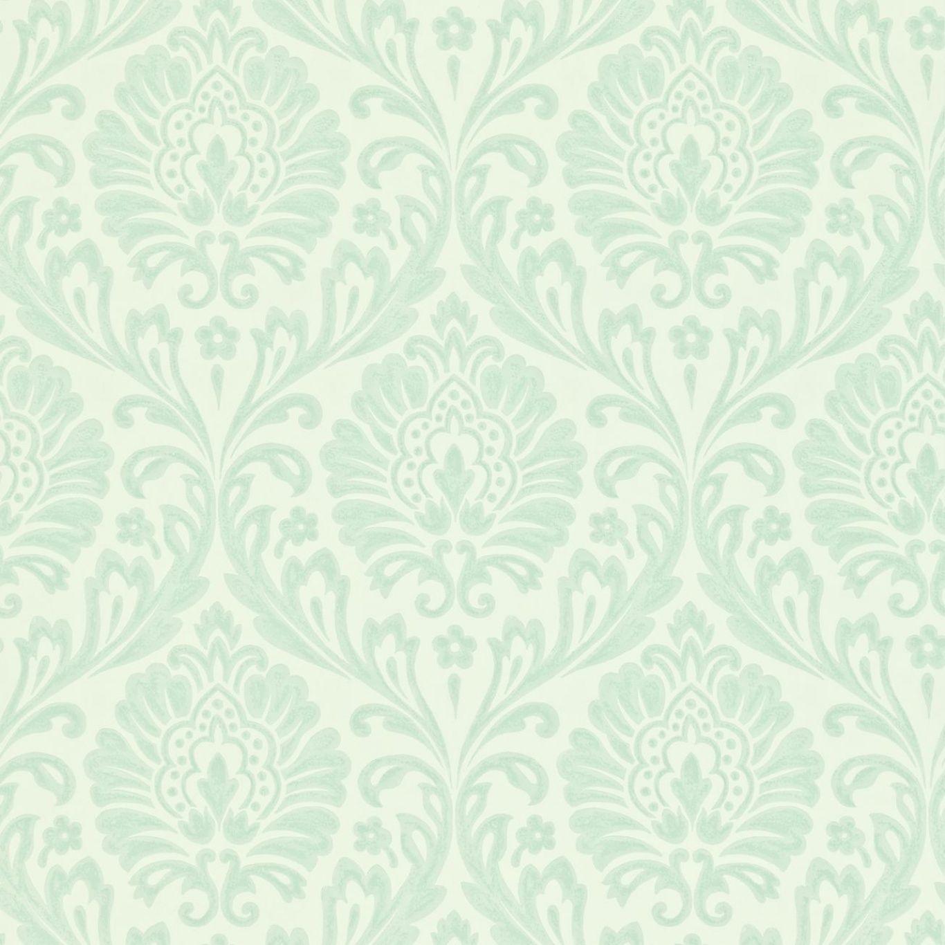 1366x1366 Sanderson Ashby Damask Cream/ Duck Egg Wallpaper