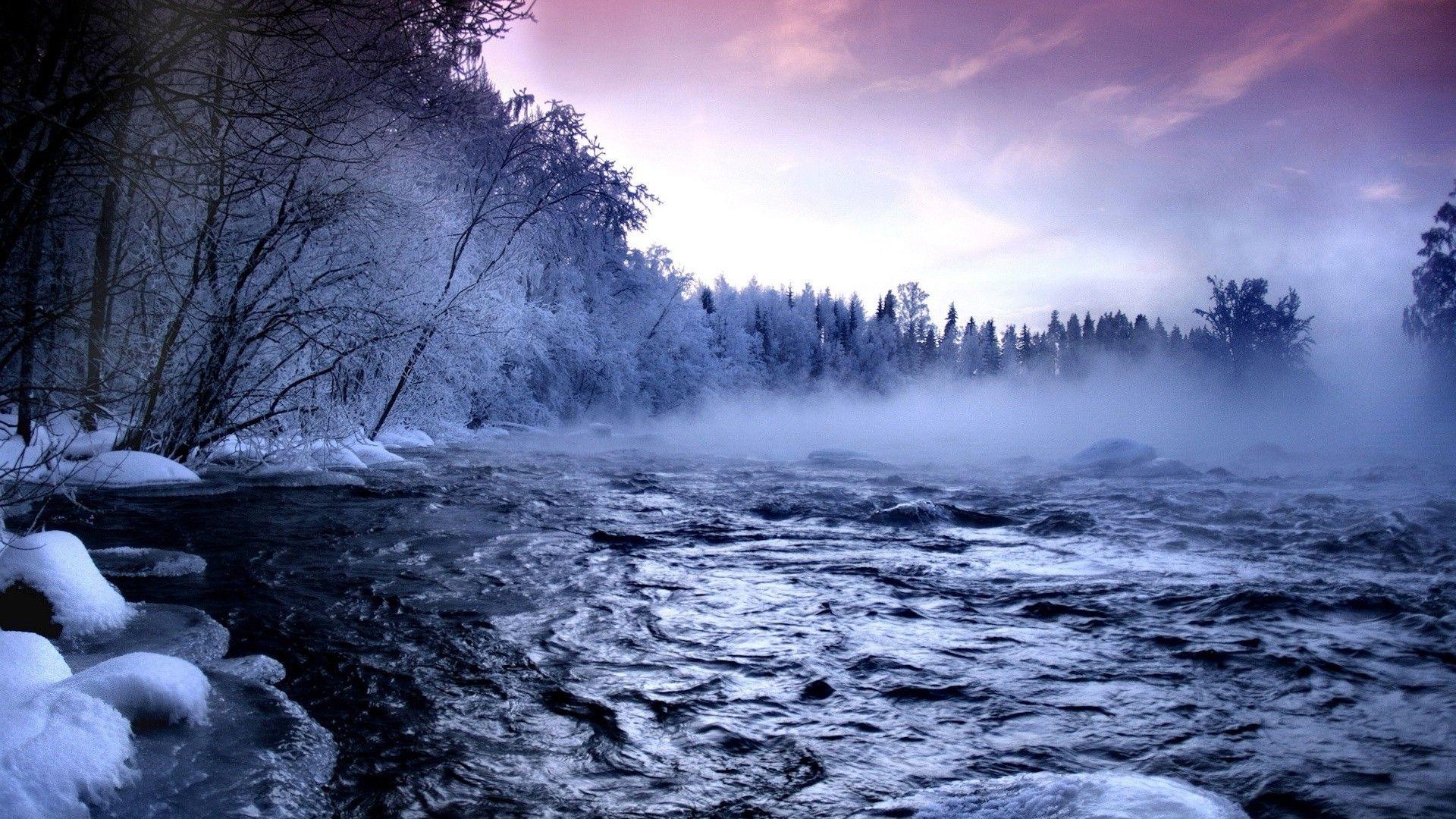 1920x1080 Ice River Forest Wallpaper 4k, Download Wallpaper