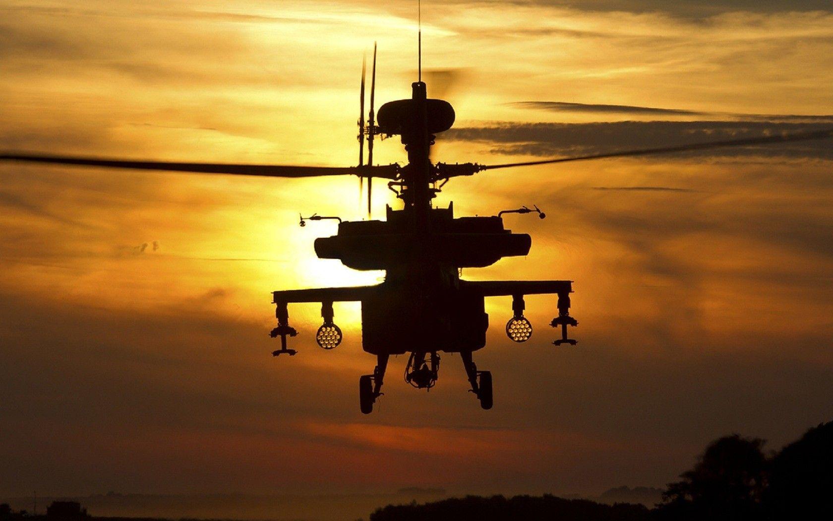 1680x1050 sunsets, army, helicopters, flying, photography, US Army, Apache