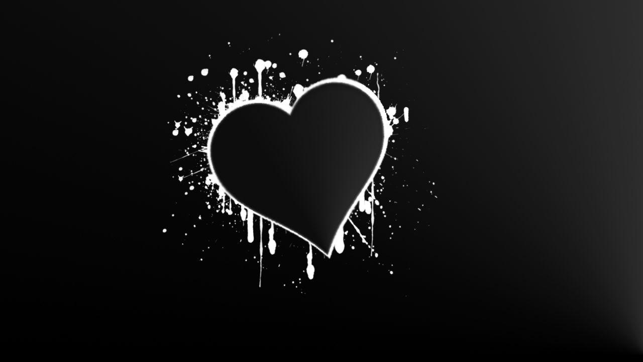 Hình nền trái tim màu đen và trắng 1280x720