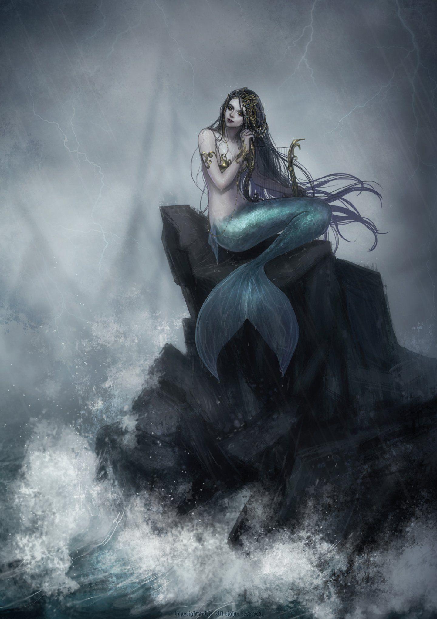 1440x2040 Long hair girl fantasy beautiful dress mermaid wallpaper