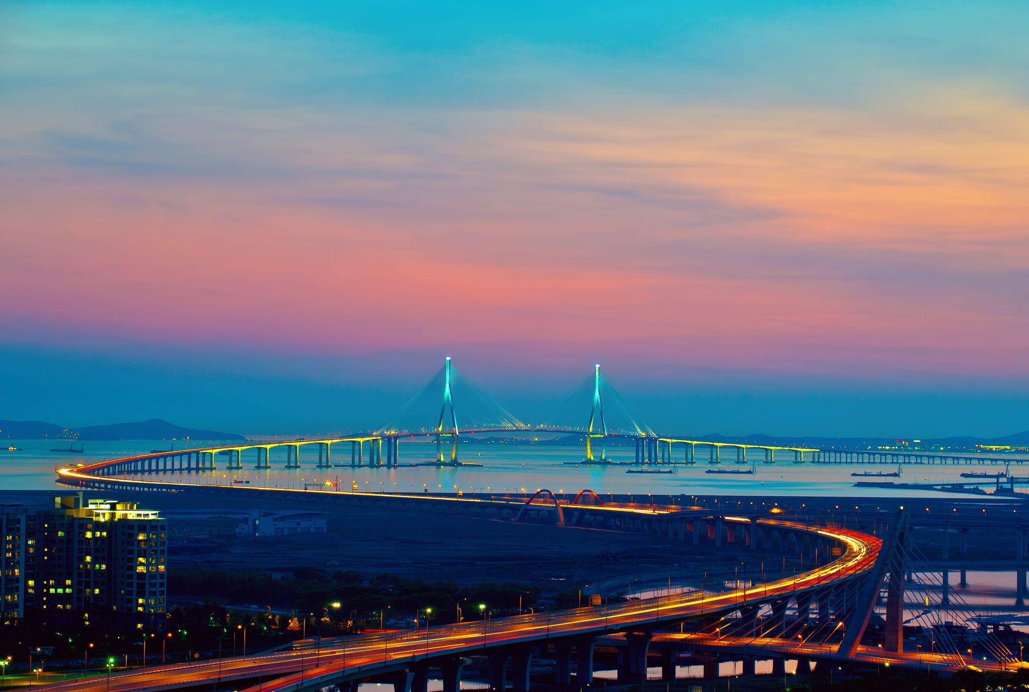 2048x1379 Incheon Bridge City Korea Wallpaper