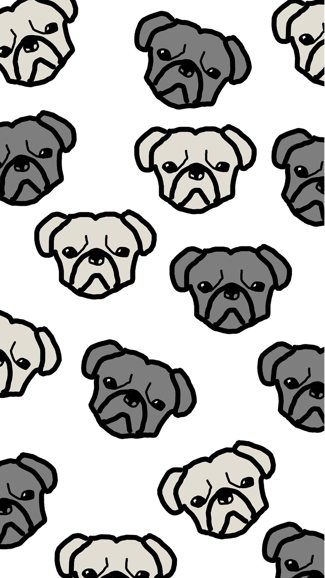 1080x1920 Phone Wallpaper. Pug Pattern Pug Diary