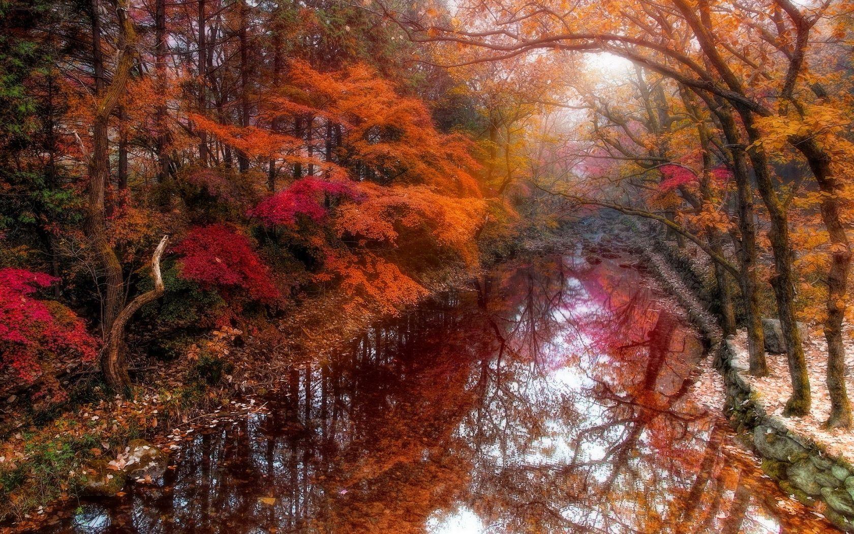 1680x1050 Autumn Reflection South Korea desktop PC and Mac wallpaper
