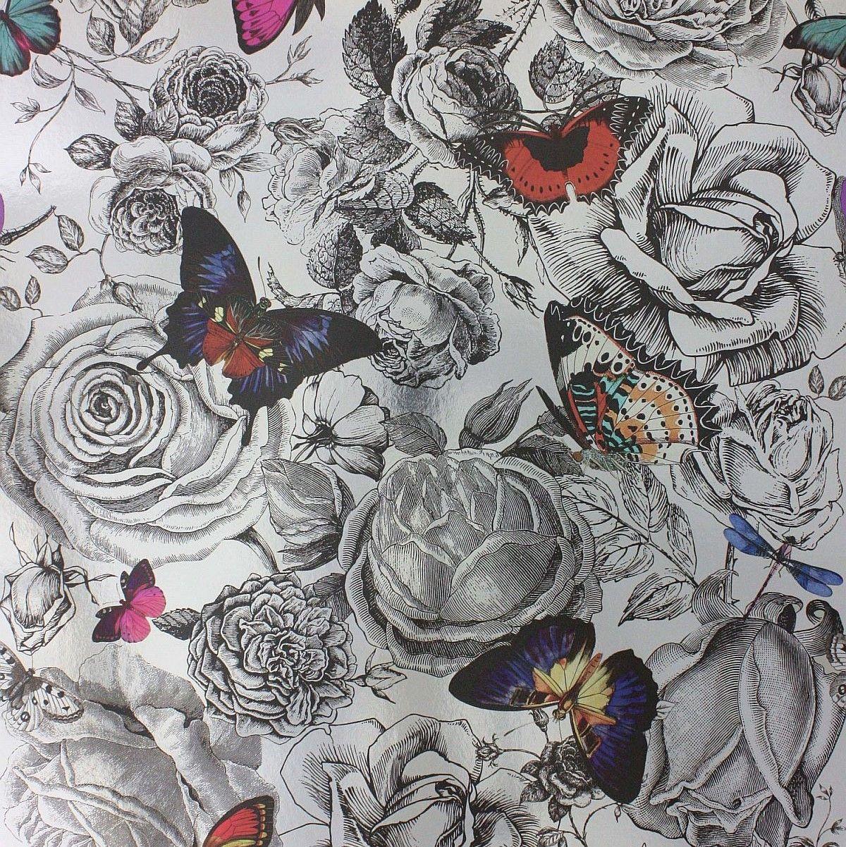 1200x1202 Butterfly Garden Original on Foil by Osborne & Little : Brewers Home