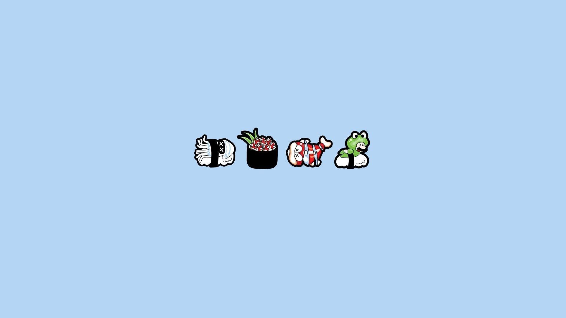 1920x1080 Nintendo super mario sushi solid simplistic simple blue