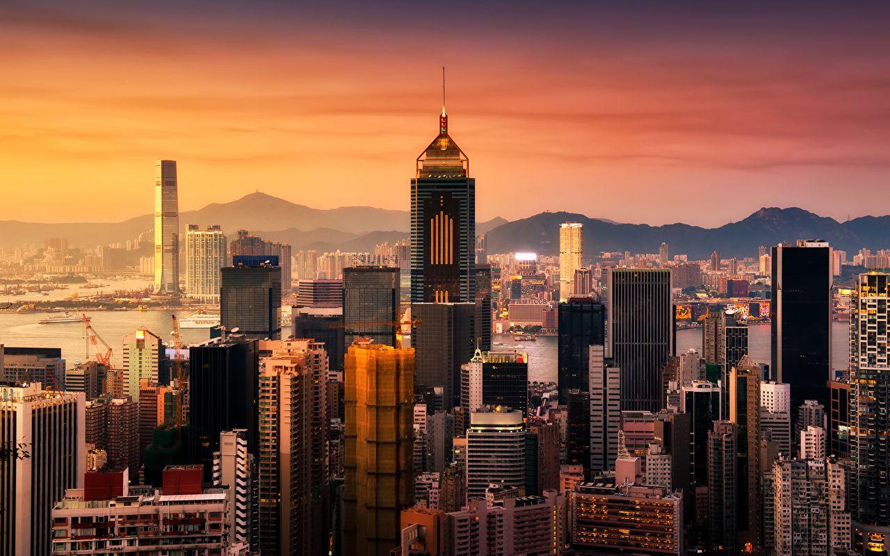 1280x800 Desktop Wallpaper Hong Kong China megalopolis Skyscrapers