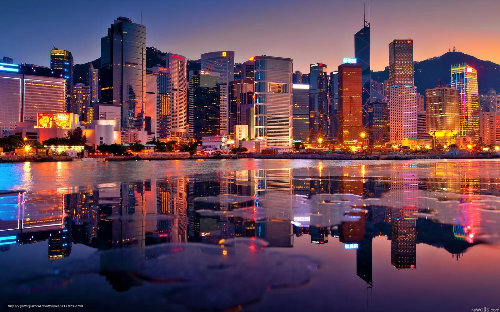 1600x1000 Download wallpaper Hong Kong, sunset, building free desktop