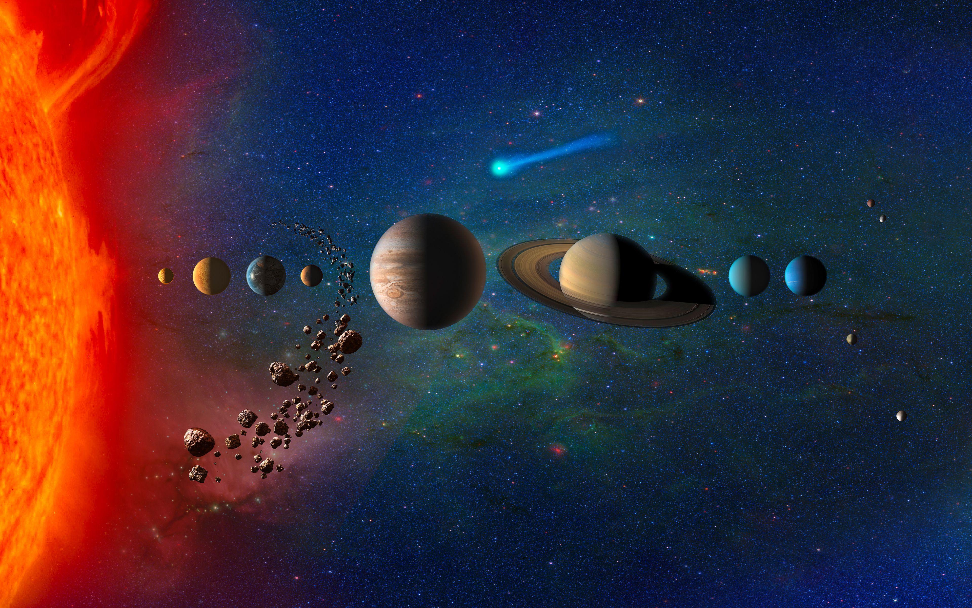 3840x2400 Download wallpaper 4k, solar system, galaxy, orbit, Sun