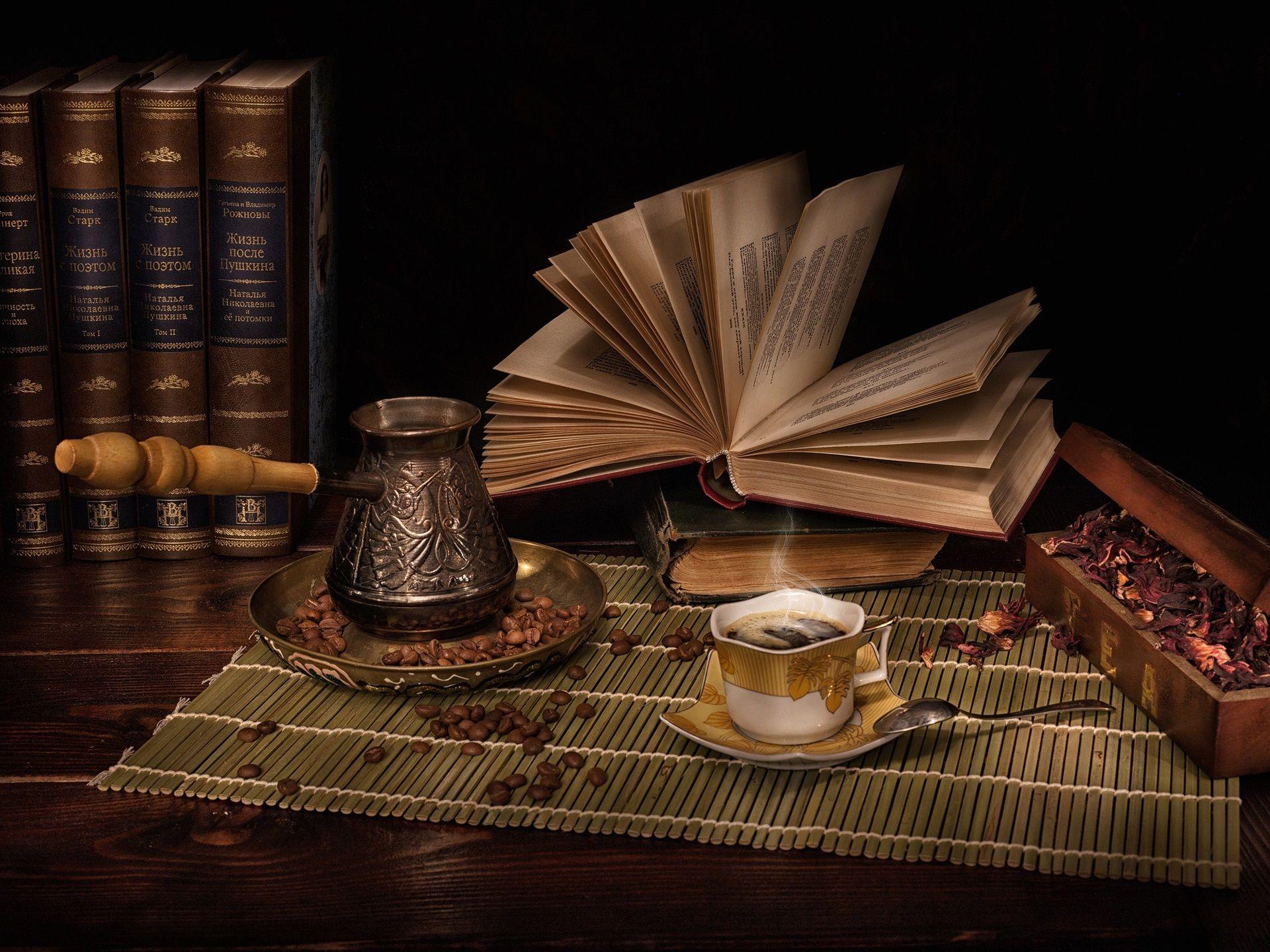 1920x1440 Wallpaper Books, coffee, dry flowers 1920x1440 HD Picture, Image