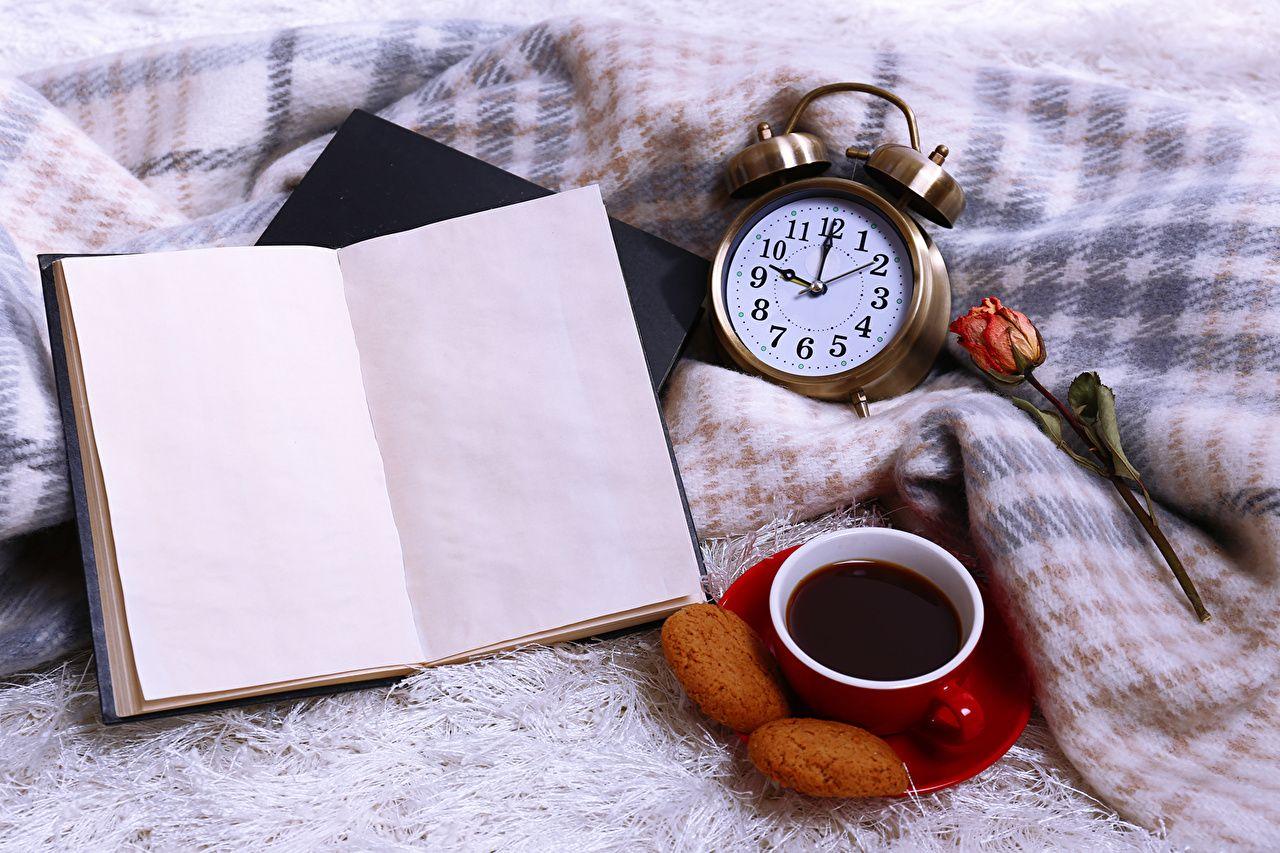 1280x853 Photos rose Clock Coffee Food books Cookies