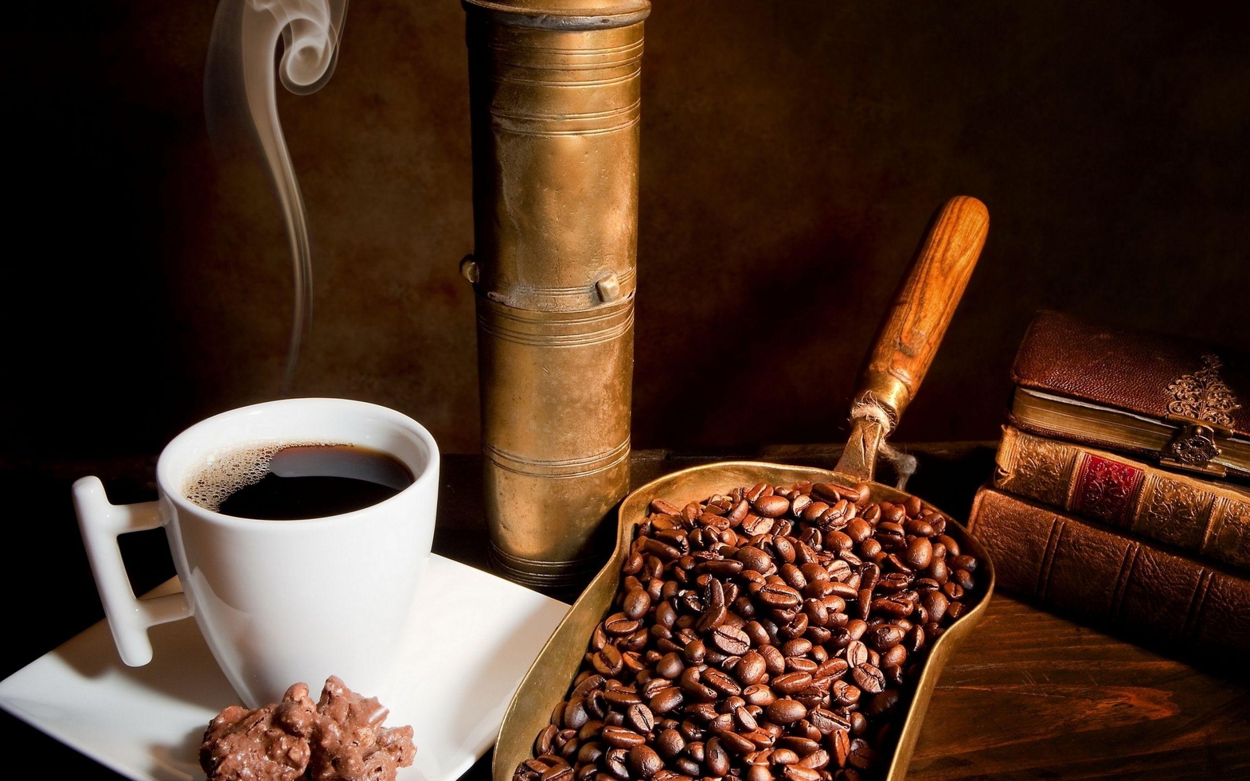2560x1600 Coffee and Cake, Vintage, Old Books widescreen wallpaper