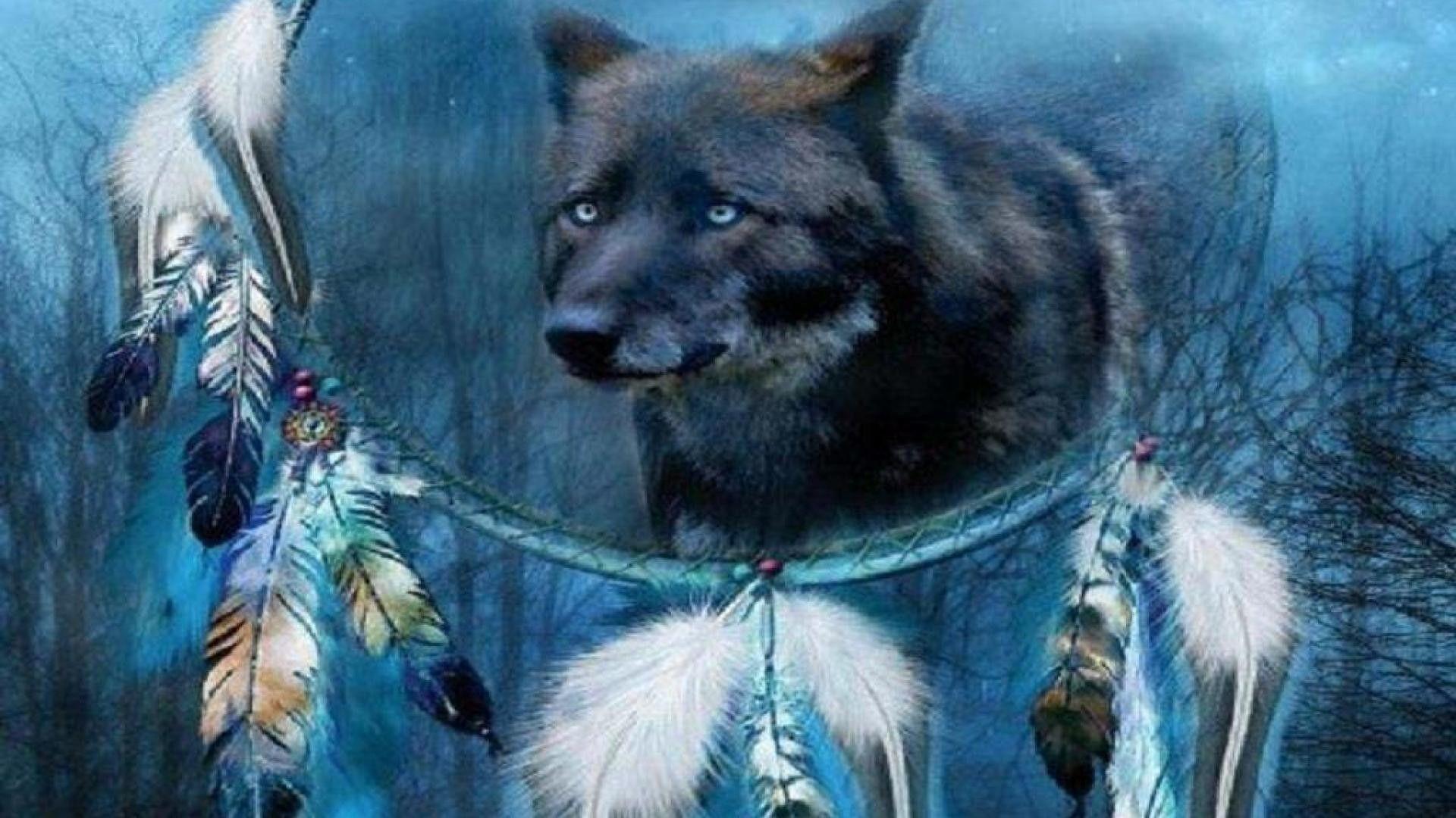 1920x1080 Wolf Dreamcatcher Wallpaper
