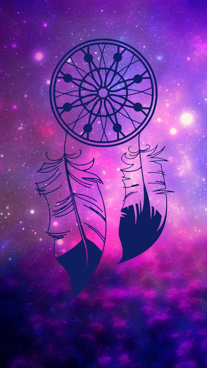720x1280 Dream Catcher Pink & Purple Background. INDIANS & WOLVES