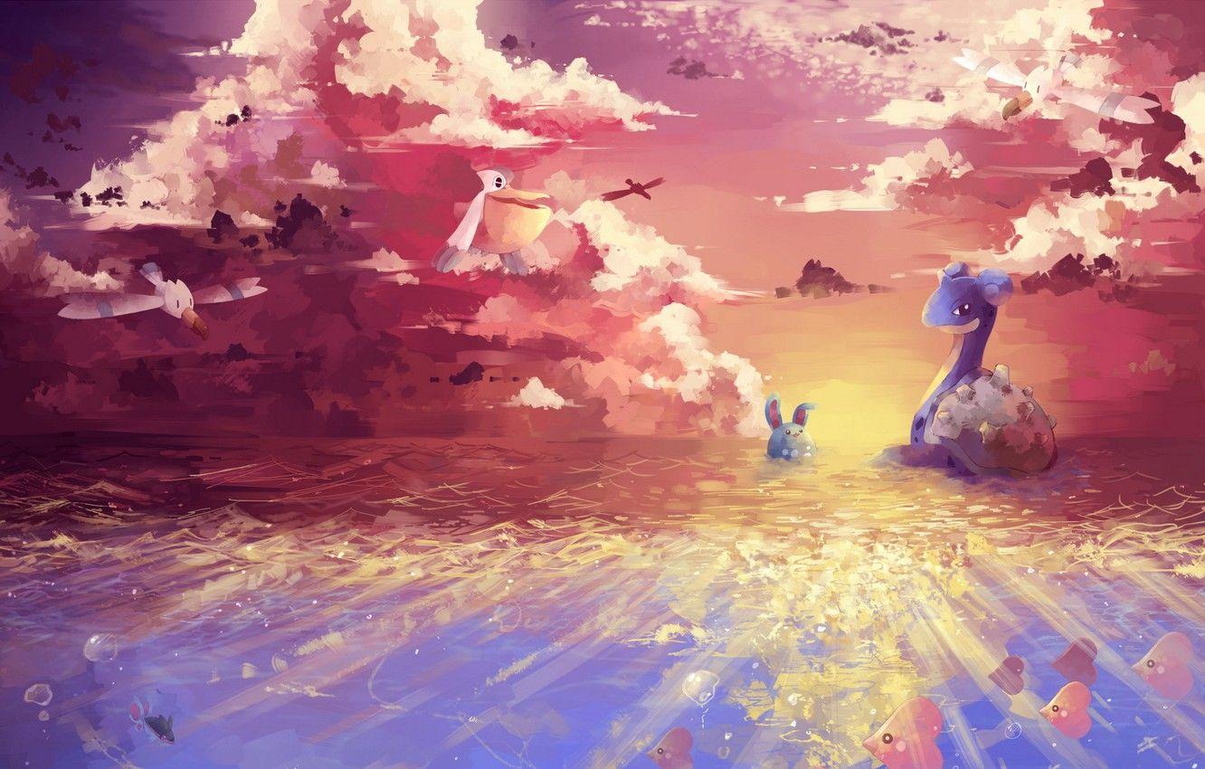 1332x850 Wallpaper pokemon, pokemon, lapras, wingull, luvdisc