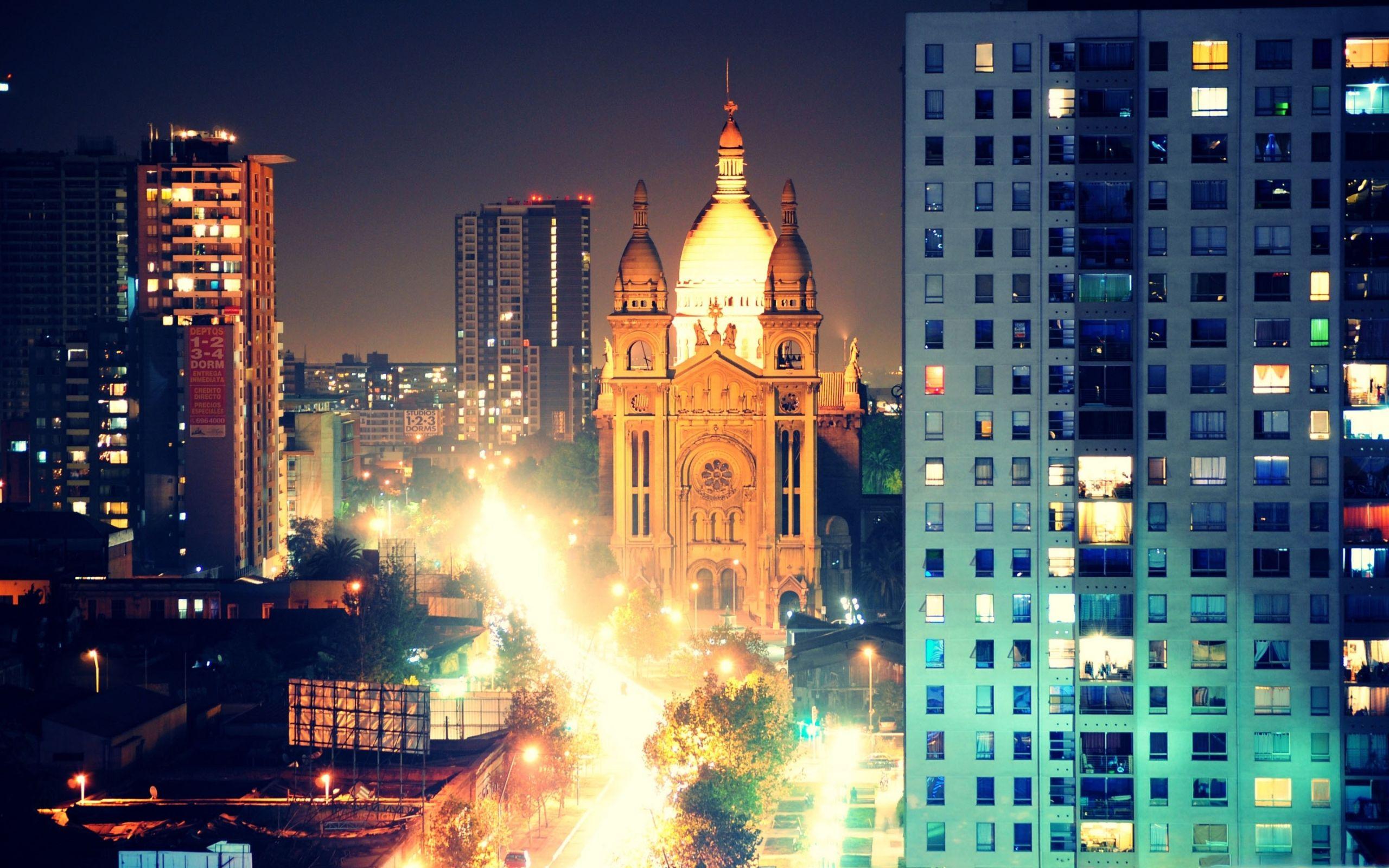 2560x1600 Santiago Iglesia Del Sacramento Noche Mac Wallpaper Download