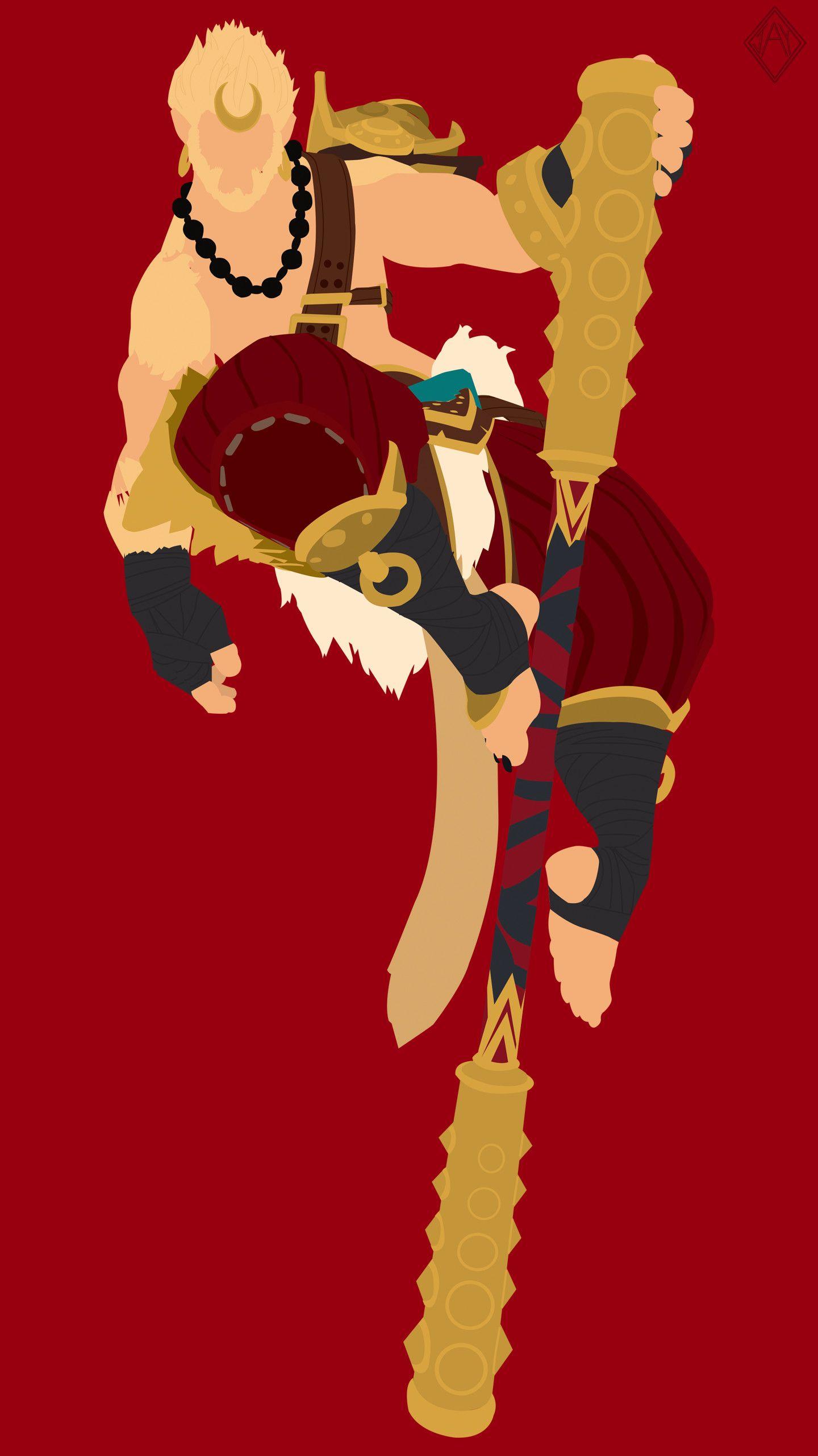 1440x2560 Smite. Sun Wukong Minimalist Wallpaper, Jay R