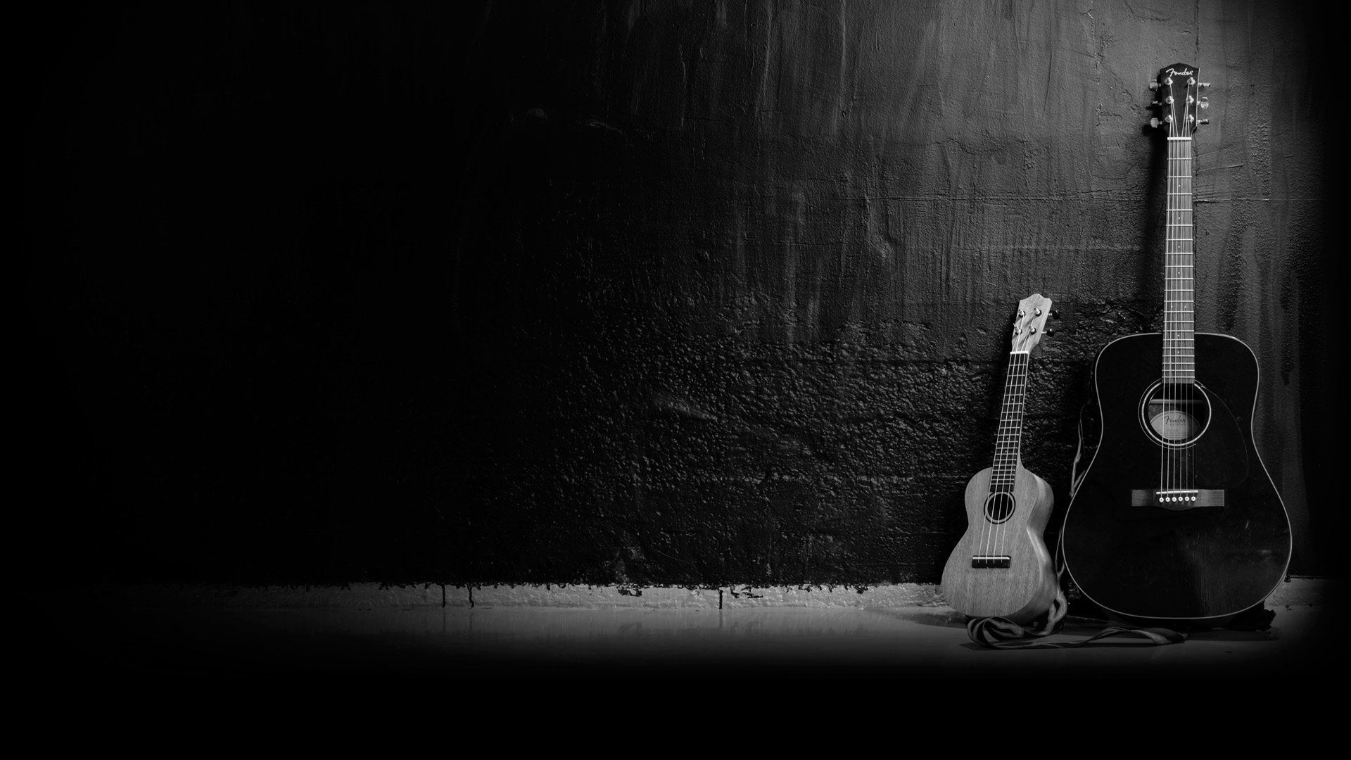 1920x1080 Wallpaper guitar, Music, two, musical instrument, dark background for mobile and desktop, section музыка, resolution 1920x1080