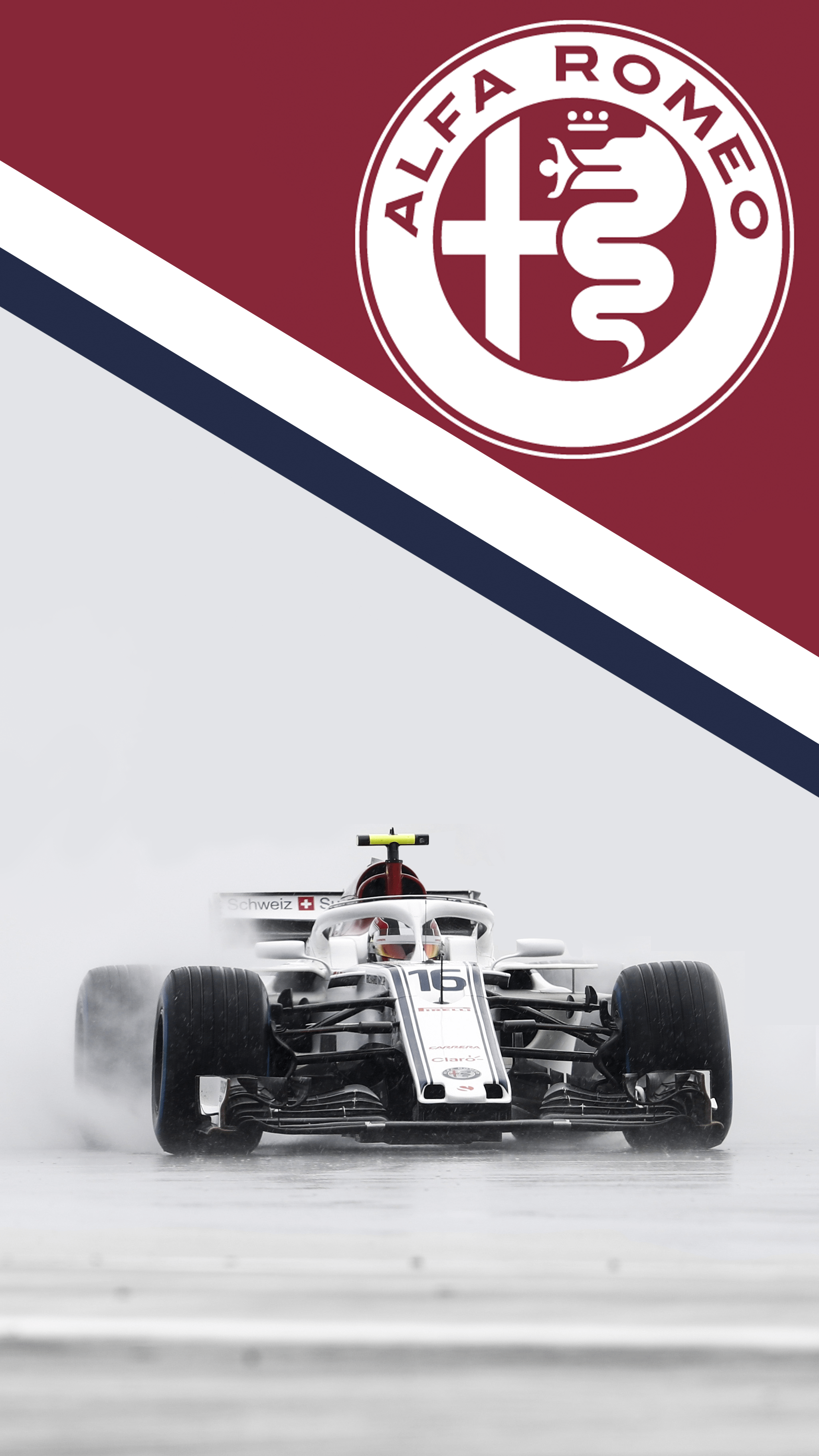 2052x3648 Sauber Leclerc in the Rain [mobile wallpaper]