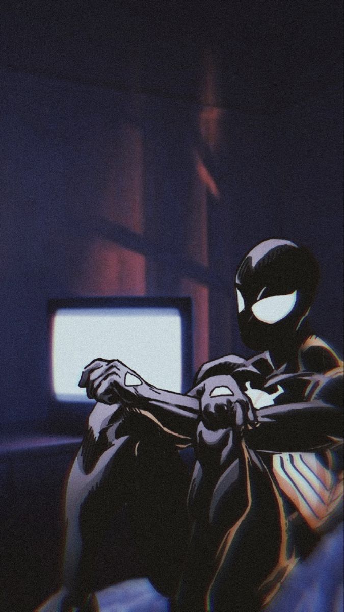 675x1200 moody black suit spidey iphone wallpaper