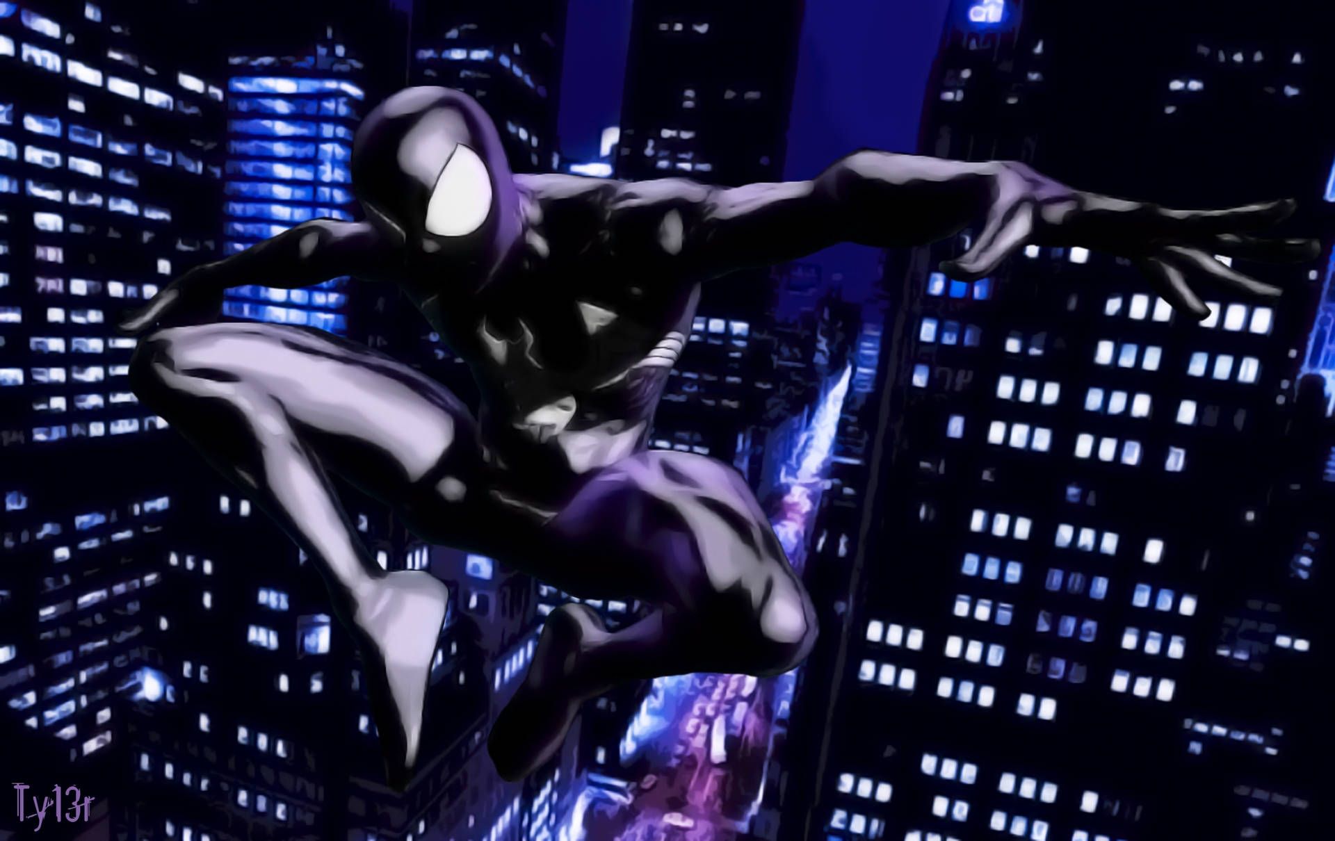 1920x1210 Black Spiderman Shiny Suit Wallpaper