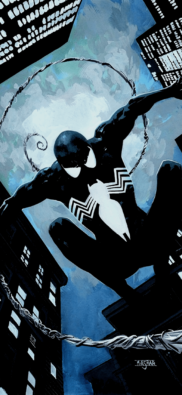 640x1385 Black Suit Spider Man Wallpaper