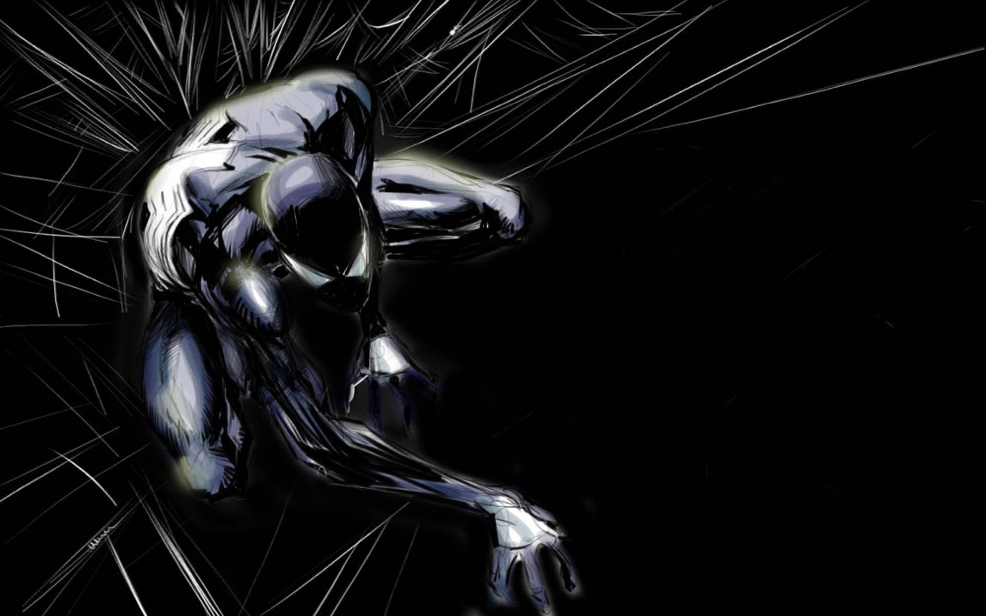 1920x1200 Black Spiderman Sketch Wallpaper