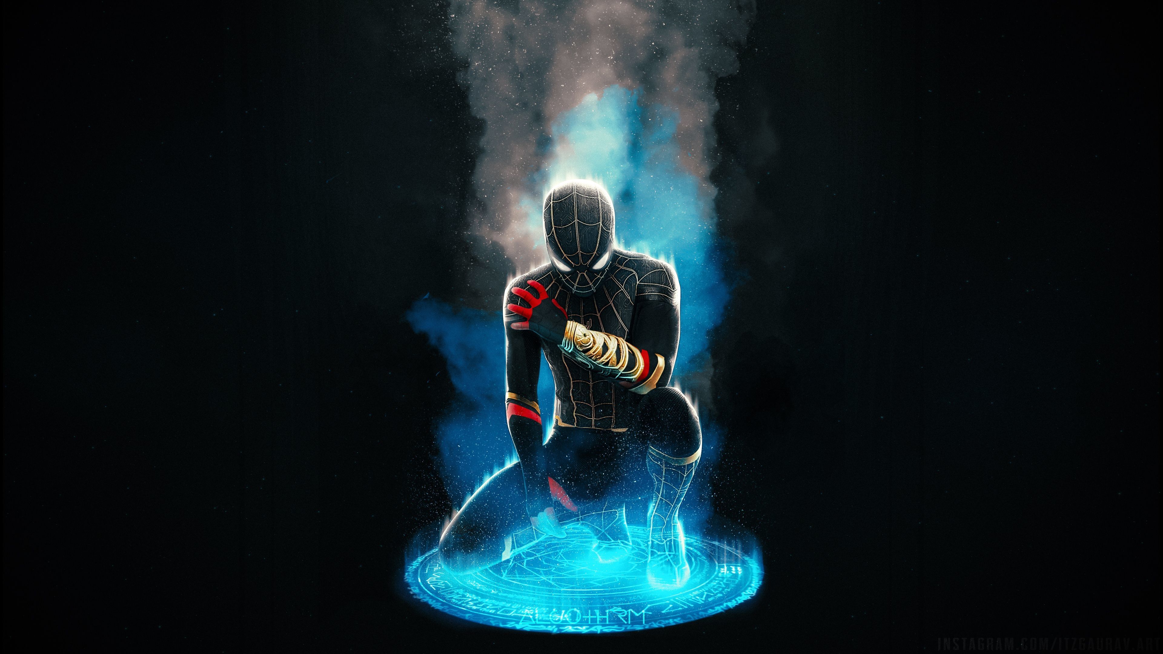 3840x2160 Spider Man Gold Black Suit Wallpaper