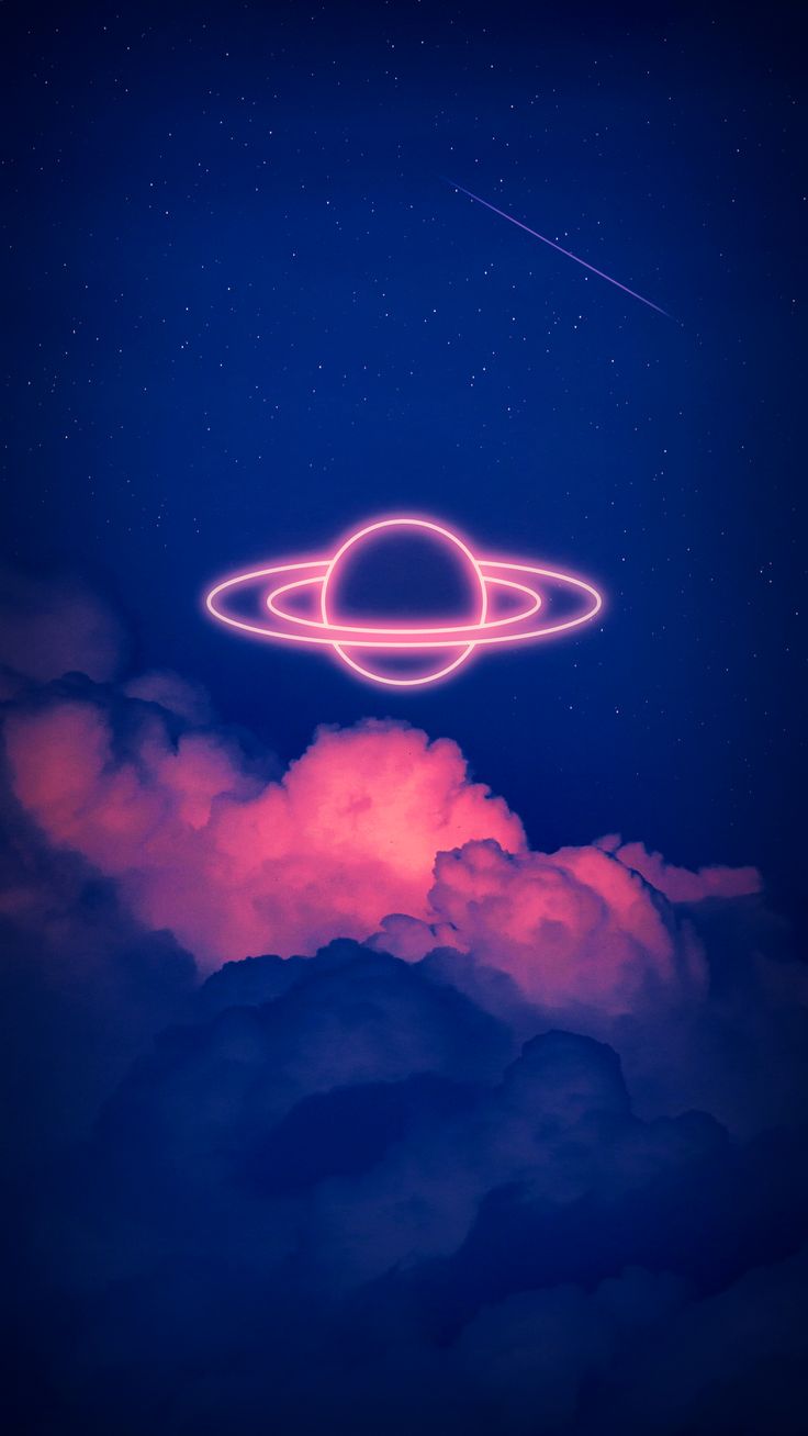 736x1308 Neon Clouds Saturn