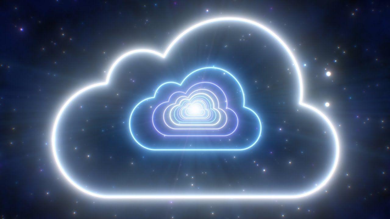 1280x720 Neon Cloud Shape Tunnel Moving in Dark