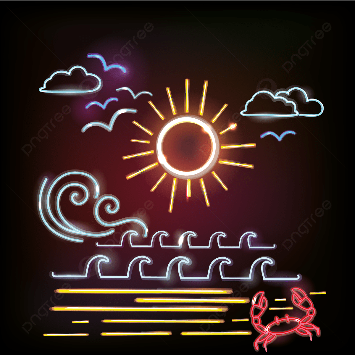 1200x1200 Neon Style Summer Beach Background