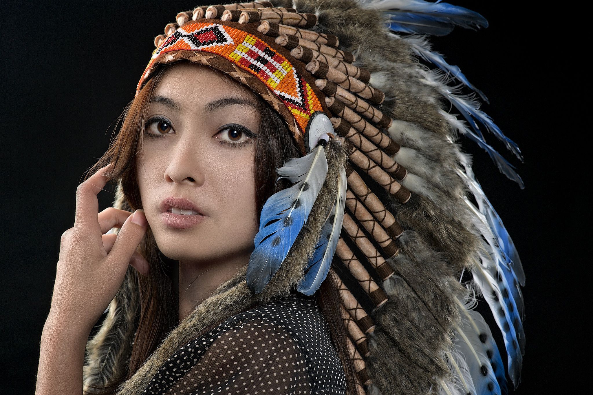 2048x1363 Feather, Face, Model, Women, Headdress